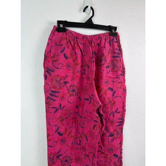 Habitat Clothes to live in women's medium red floral cropped linen pants - Picture 2 of 7